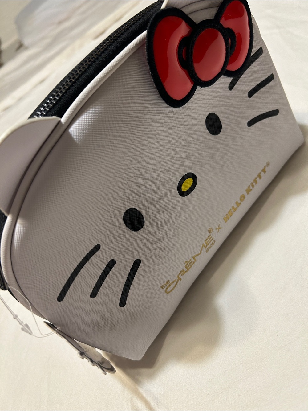 Hello Kitty White Cosmetic Bag with Red Bow Accent
